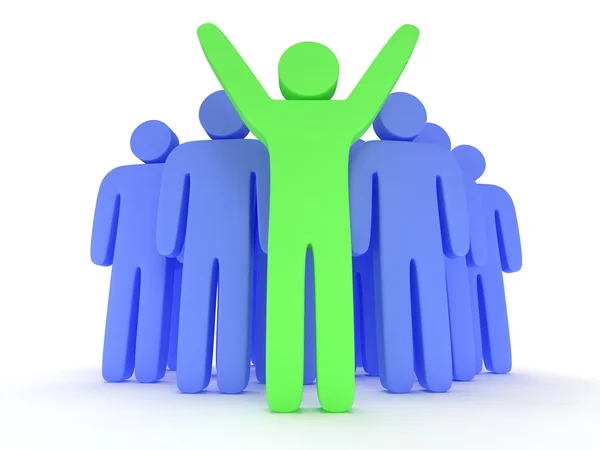 Group of stylized blue people with teamleader — Stock Photo, Image