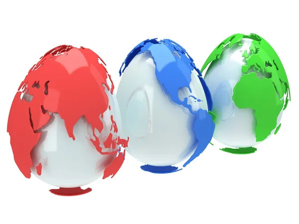 Earth planet globes like eggs. 3D render. — Stock Photo, Image