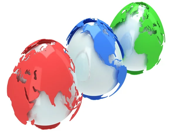 Aarde planeet globes zoals eieren. 3D render. — Stockfoto