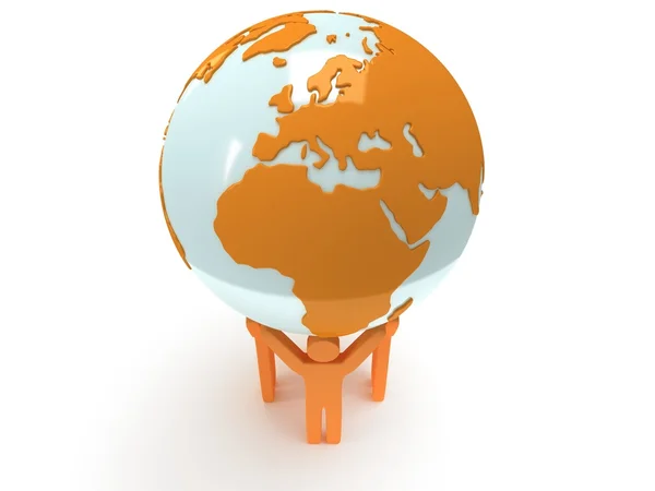 Aarde planeet globe en mensen. 3D render. — Stockfoto