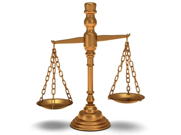 Scales justice on white. Isolated 3D. — Stock Photo, Image