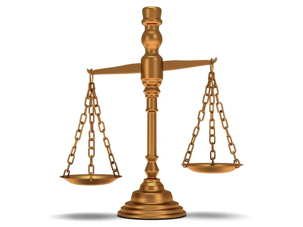 Scales justice on white. Isolated 3D. — Stock Photo, Image