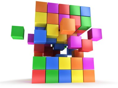 küp blok. kavram montaj. üzerine beyaz.