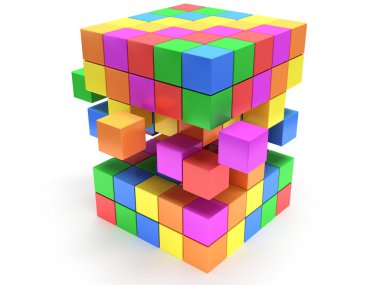 küp blok. kavram montaj. üzerine beyaz.