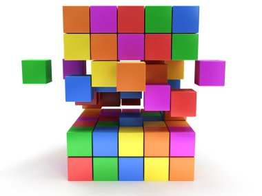 küp blok. kavram montaj. üzerine beyaz.