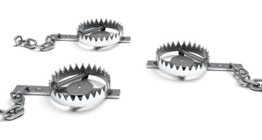beyaz izole metal hayvan tuzakları