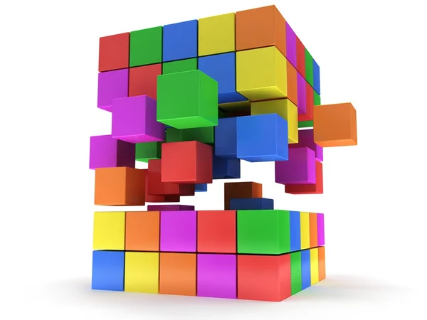 Кубики блокують. Концепція складання. На білому . — стокове фото
