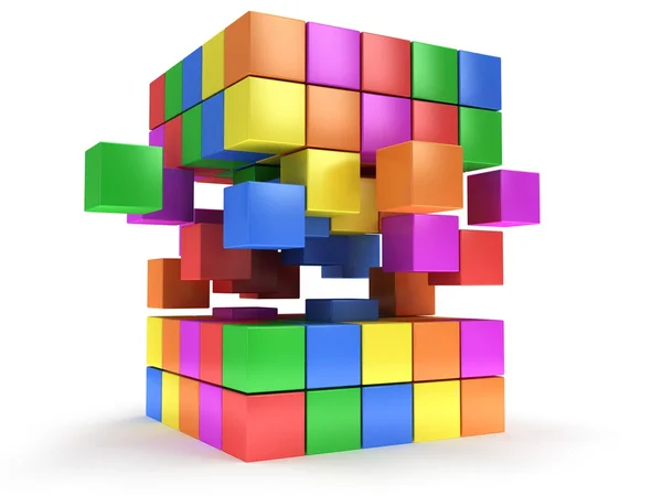 キューブのブロック。概念を組み立てます。白. — ストック写真