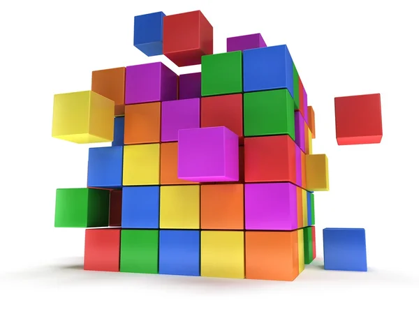 Cubes block. Assembling concept. On white. — Stock Photo, Image