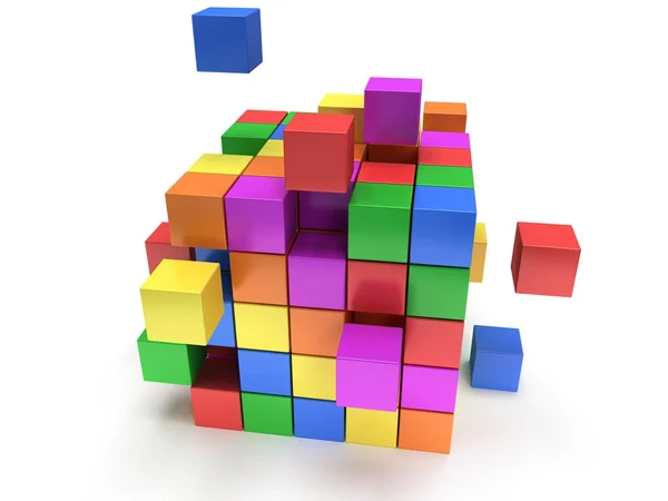 Cubes block. Assembling concept. On white. — Stock Photo, Image