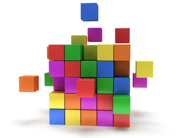 Cubes block. Assembling concept. On white. — Stock Photo, Image