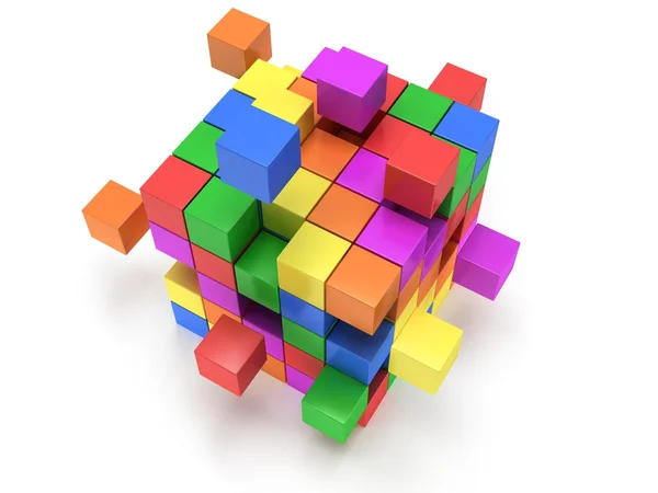 Cubes block. Assembling concept. On white. — Stock Photo, Image