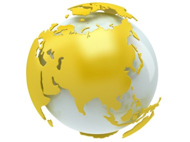 dünya gezegen dünya. 3D render. Rusya görünümü.