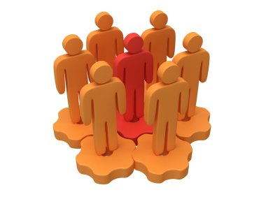 ekip çalışması. stilize kişilik grup vites üzerinde durmak.