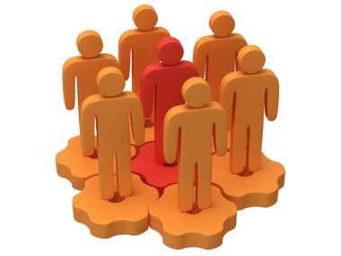 ekip çalışması. stilize kişilik grup vites üzerinde durmak.