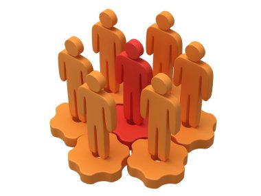 ekip çalışması. stilize kişilik grup vites üzerinde durmak.