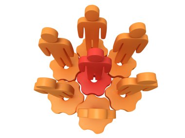 ekip çalışması. stilize kişilik grup vites üzerinde durmak.