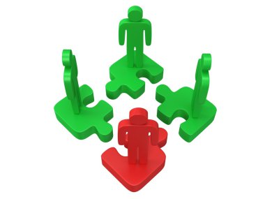 3D puzzle ve beyaz insanlara