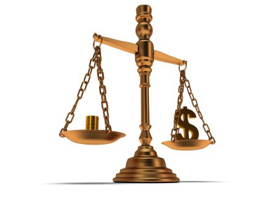 Adalet üzerine beyaz ölçeklendirir. izole 3d.