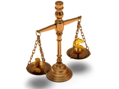 Adalet üzerine beyaz ölçeklendirir. izole 3d.