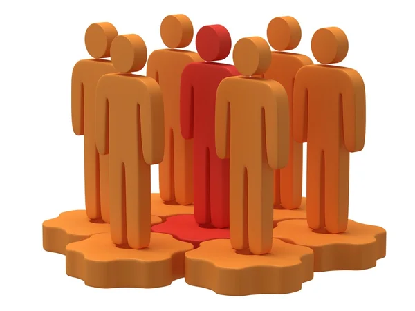 Teamwork. Group of stylized people stand on gears. — Stock Photo, Image
