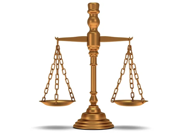 Scales justice on white. Isolated 3D. — Stock Photo, Image