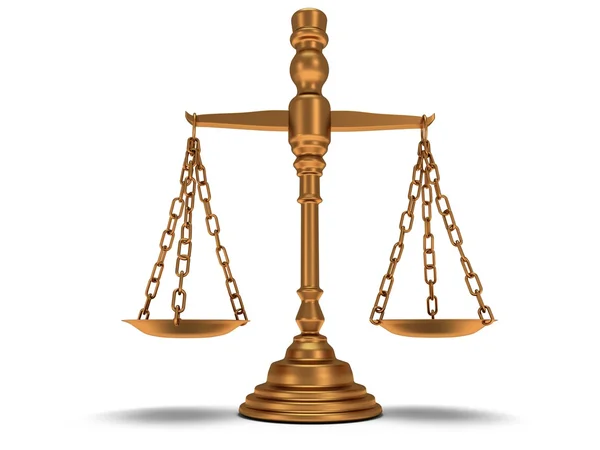 Scales justice on white. Isolated 3D. — Stock Photo, Image