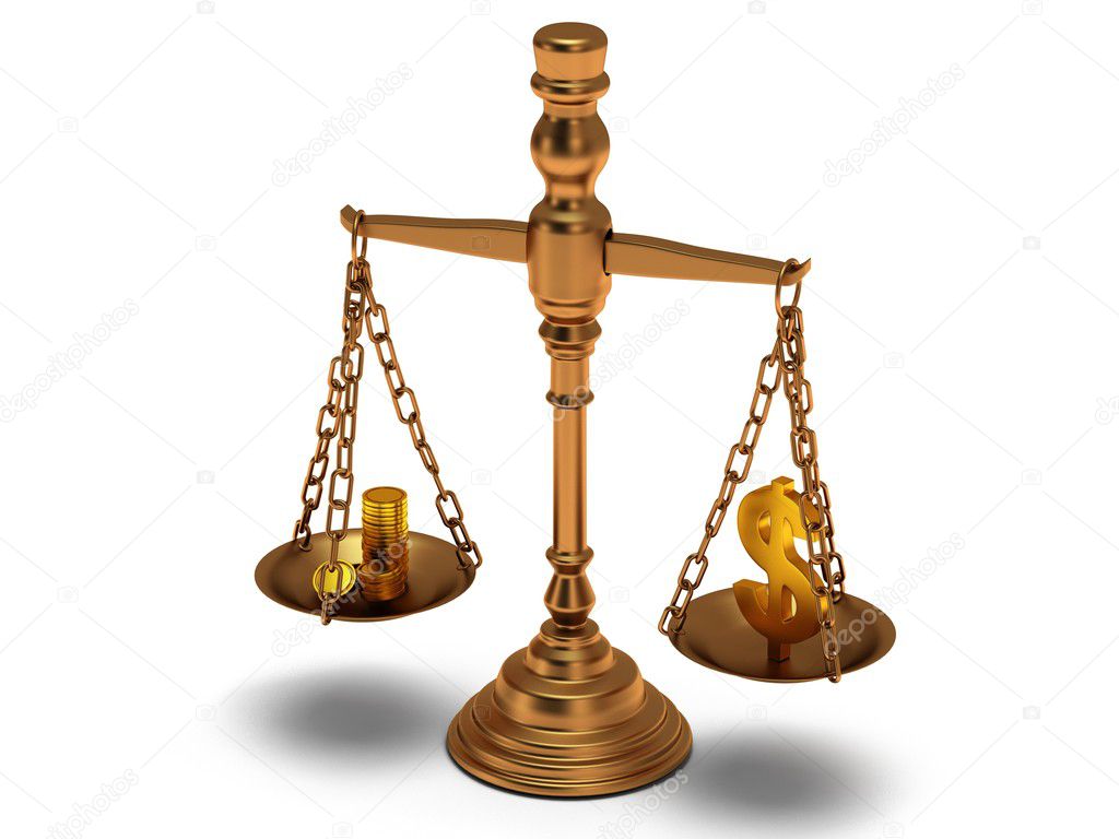 Scales justice on white. Isolated 3D.