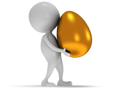 3D beyaz insan taşımak altın yumurta