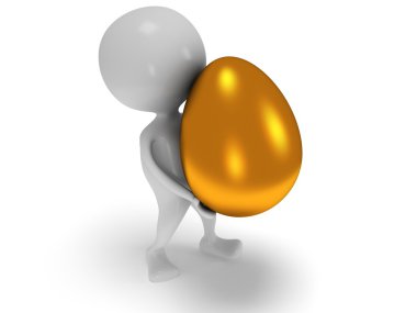 3D beyaz insan taşımak altın yumurta