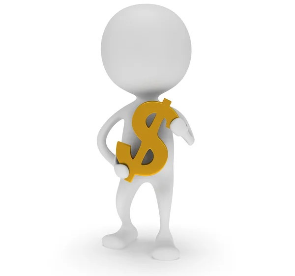 3d white man carry dollar sign — Stock Photo, Image