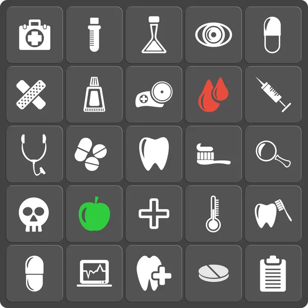 Set of 25 medical web and mobile icons. Vector. — Stock Vector