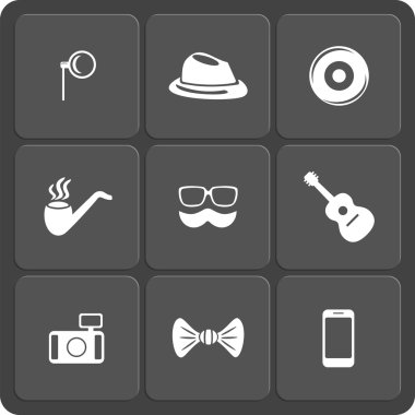 9 hipster web ve mobil simgeler kümesi. vektör.