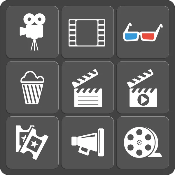 Set of 9 cinema web and mobile icons. Vector. — Stock Vector