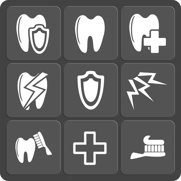 Conjunto de 9 web dental e ícones móveis. Vetor . — Vetor de Stock