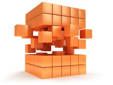 küp blok. kavram montaj. üzerine beyaz.