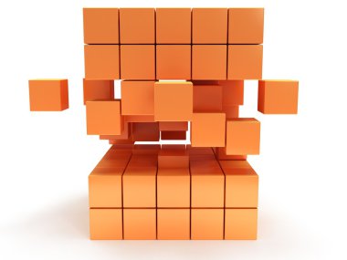 küp blok. kavram montaj. üzerine beyaz.