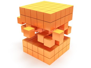 küp blok. kavram montaj. üzerine beyaz.