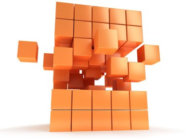 küp blok. kavram montaj. üzerine beyaz.