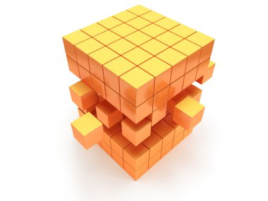 küp blok. kavram montaj. üzerine beyaz.