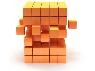 küp blok. kavram montaj. üzerine beyaz.