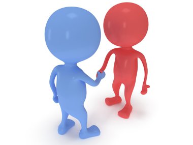 3D iki kişi el sallamak.