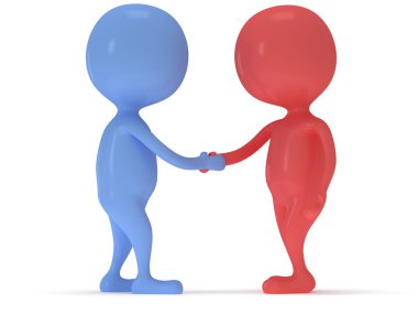 3D iki kişi el sallamak.