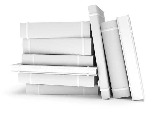 3D tomma böcker täcker över vit bakgrund — Stockfoto
