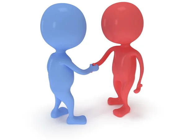 3d two people shake hands. — Stock Photo, Image
