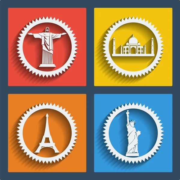 Set of 4 travel web and mobile icons. Vector. — Stock Vector