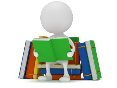 adam kitap okumak. 3D render