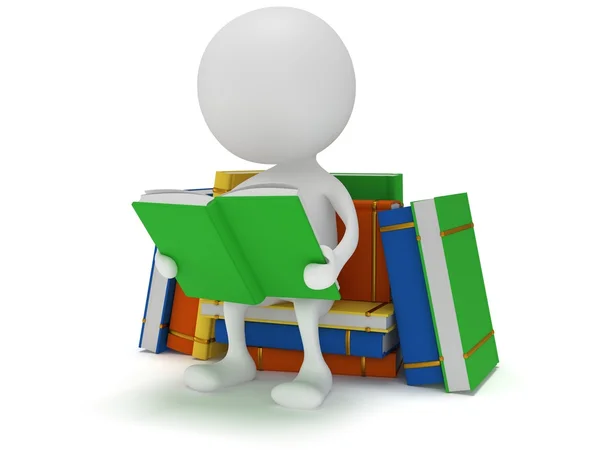 Hombre leyendo libro. 3d renderizar — Foto de Stock