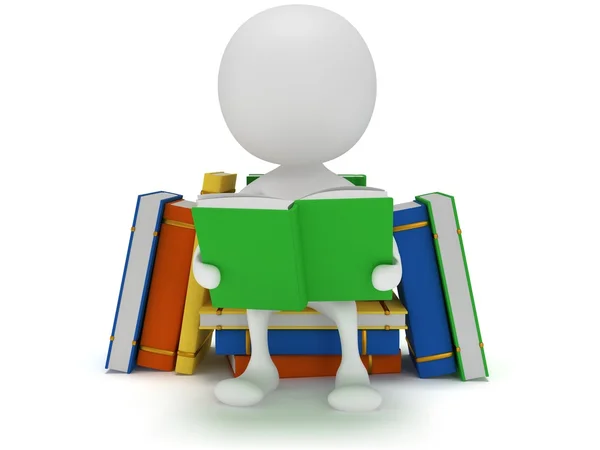 Mann liest Buch. 3D-Darstellung — Stockfoto