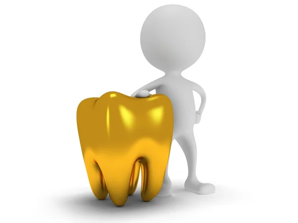 3d white man standing next to tooth — Stock Photo, Image